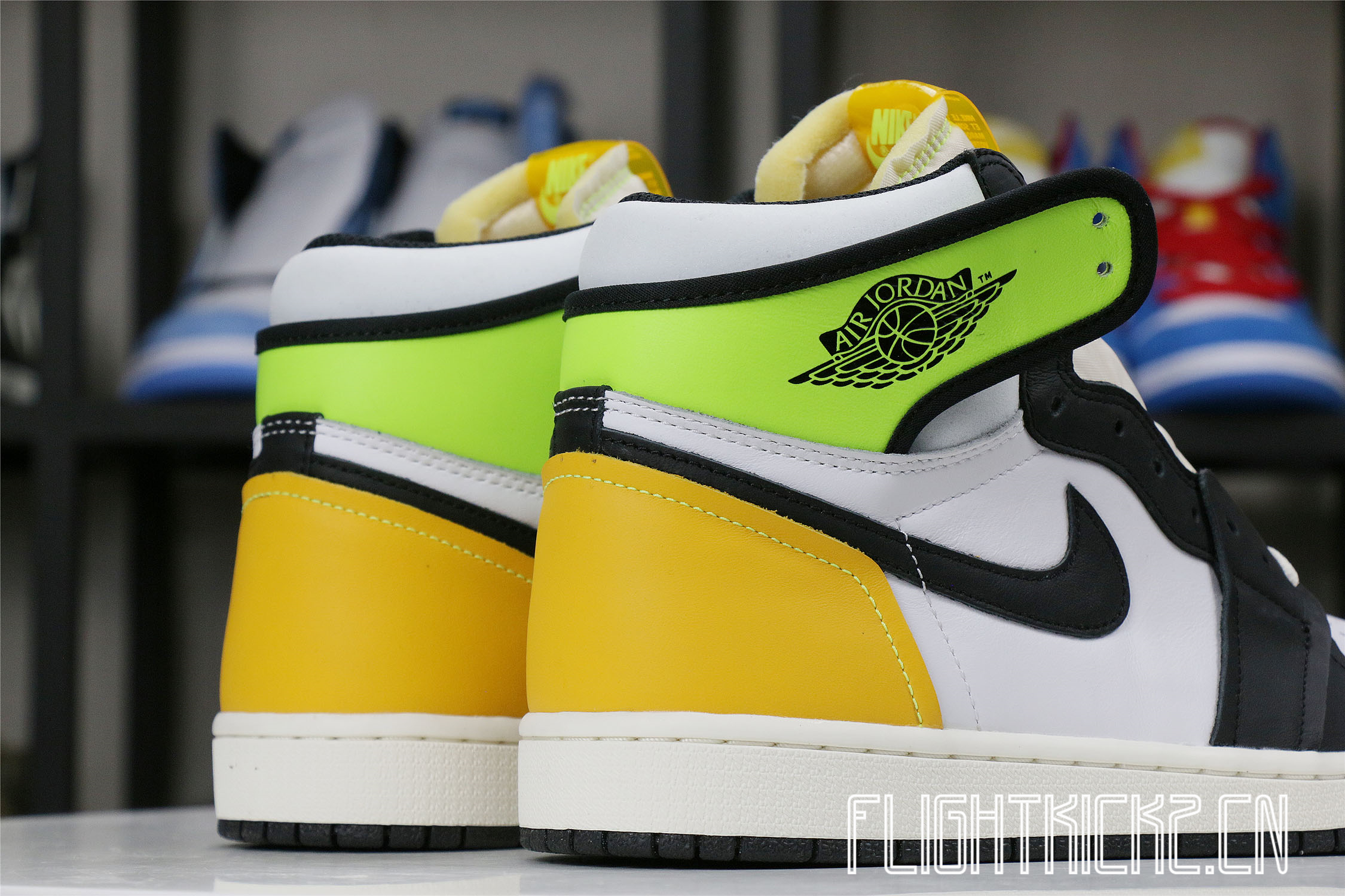Jordan 1 Retro High White Black Volt University Gold