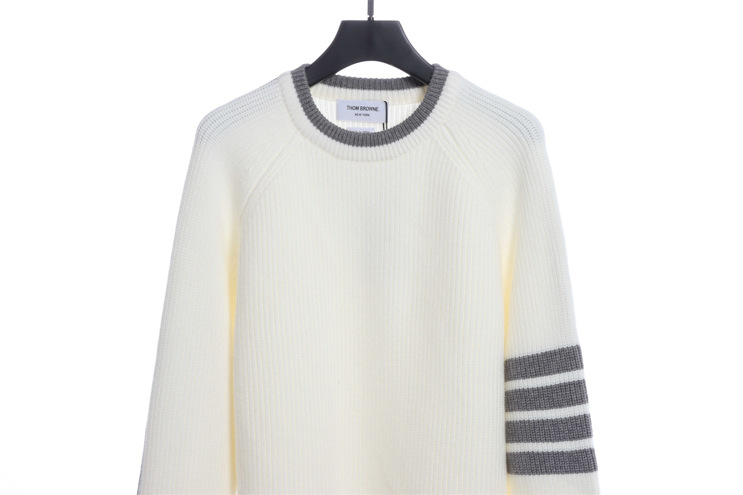 ThomBrowne New Season 22Ss Four-Stripe Pullover Long Sleeve Crewneck Sweater