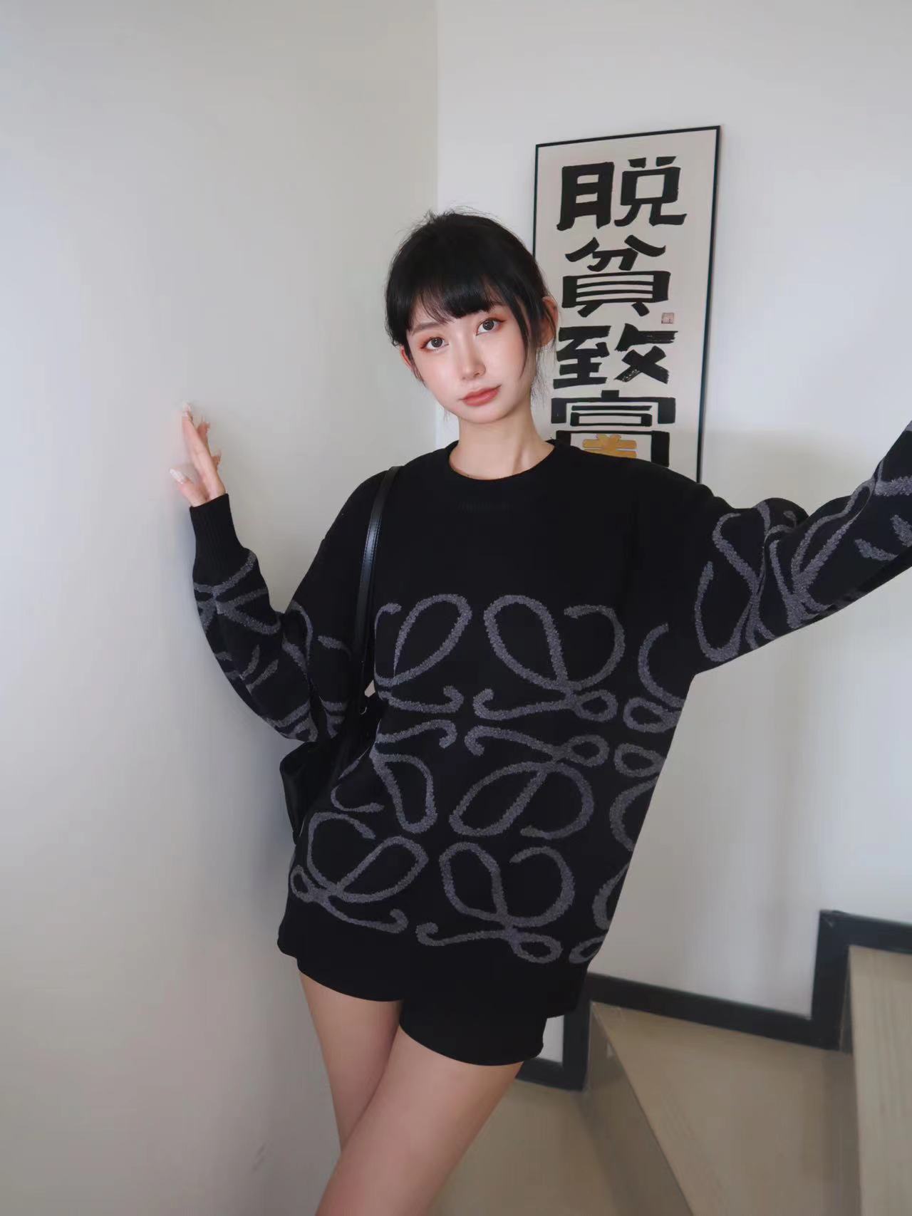 LOEVVE 22SS autumn and winter new round neck jacquard wool sweater