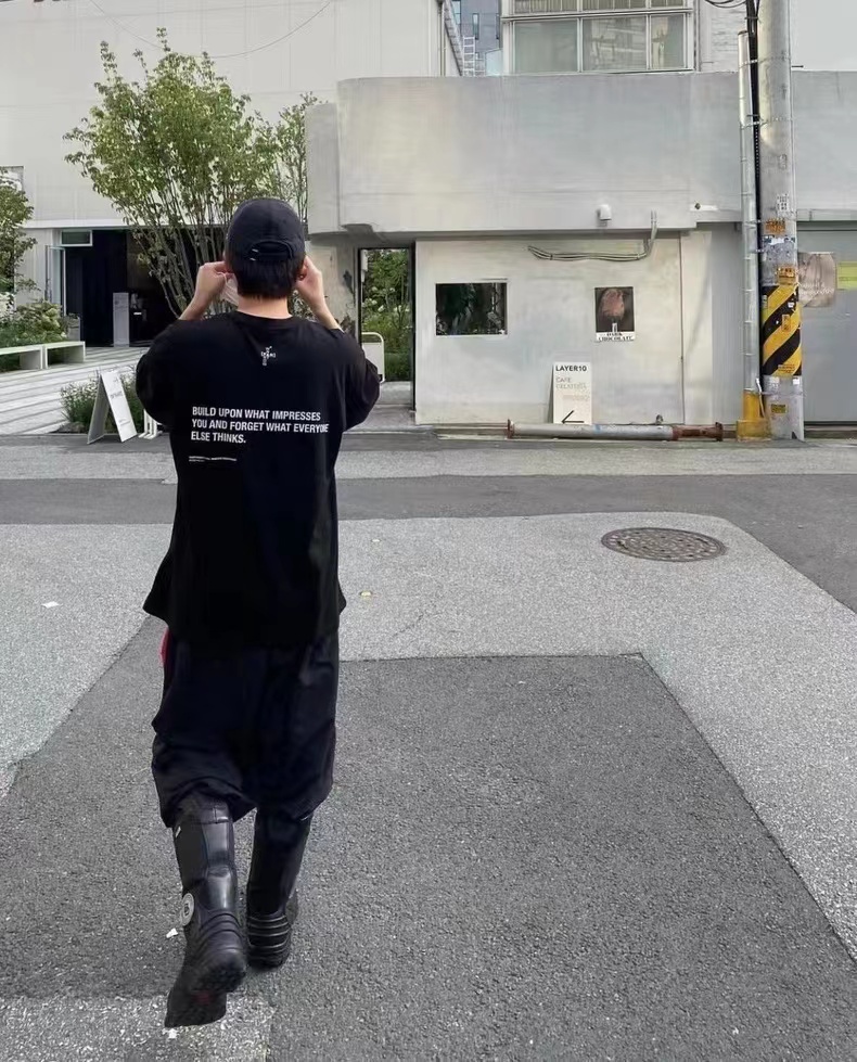 FAR.ARCHIVE Double Row Slogan Letter Short Sleeve T-Shirt