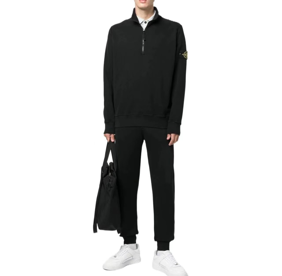Stone Island Stand Collar Half Zip Long Sleeve Sweatshirt