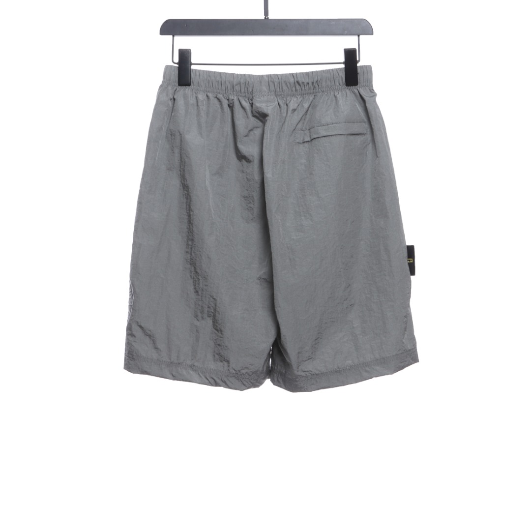 Stone Island Side compass large embroidered shorts gray