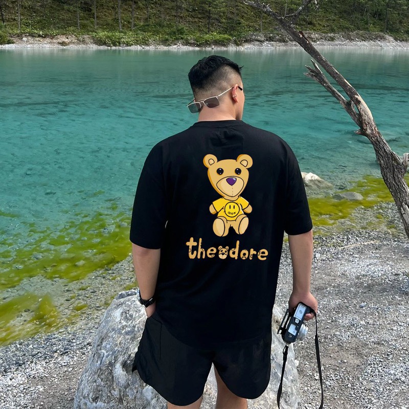 Drew cartoon fun bear printing short sleeves