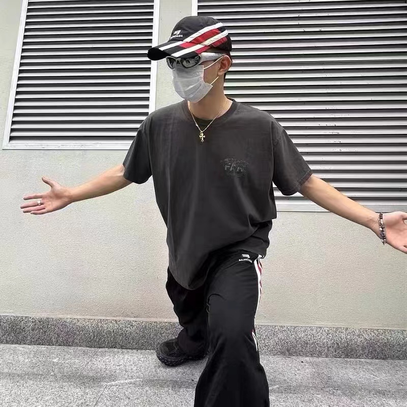 FAR.ARCHIVE Green Letter Print Short Sleeve T-Shirt