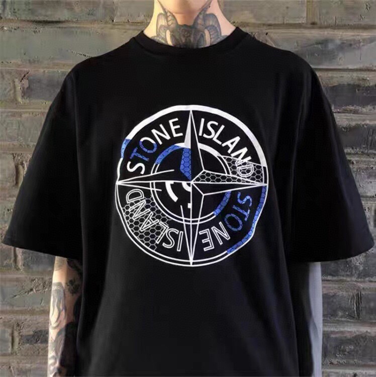 Stone Island Grid Compass Print Short Sleeve