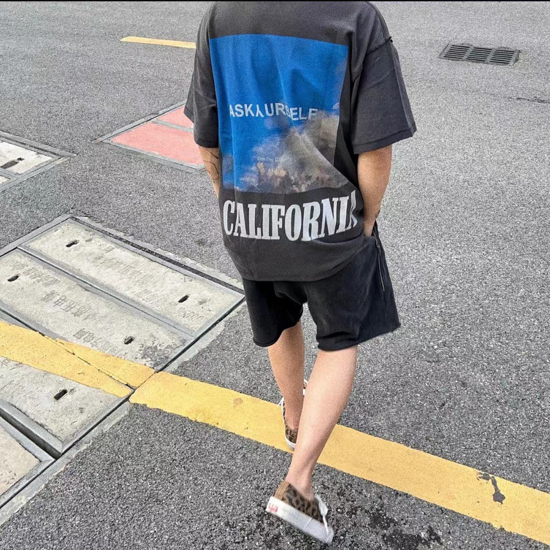 ASK Sky Symphony Reflective Letter Print Short Sleeves