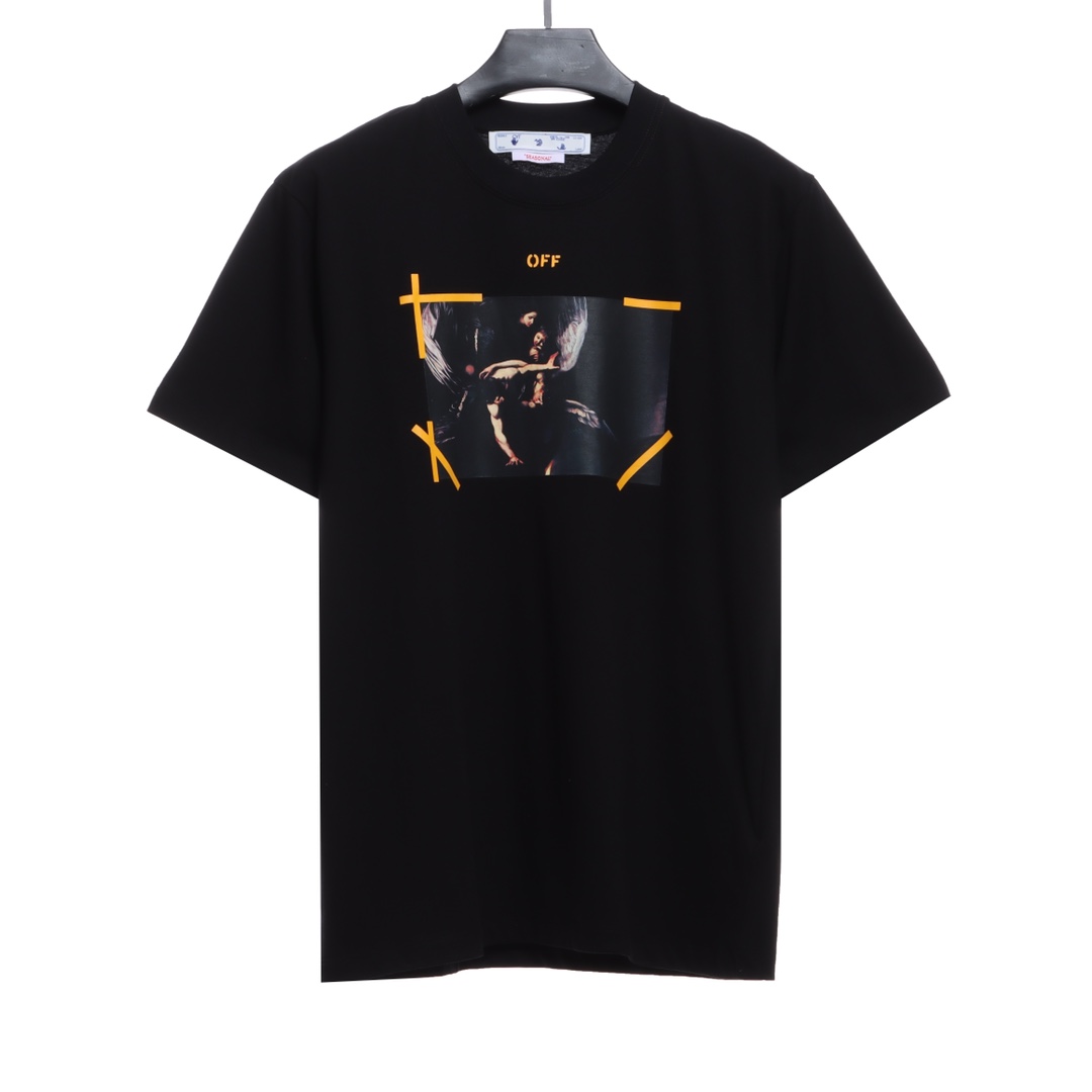 OW angel wings Notre Dame religious oil painting short sleeves