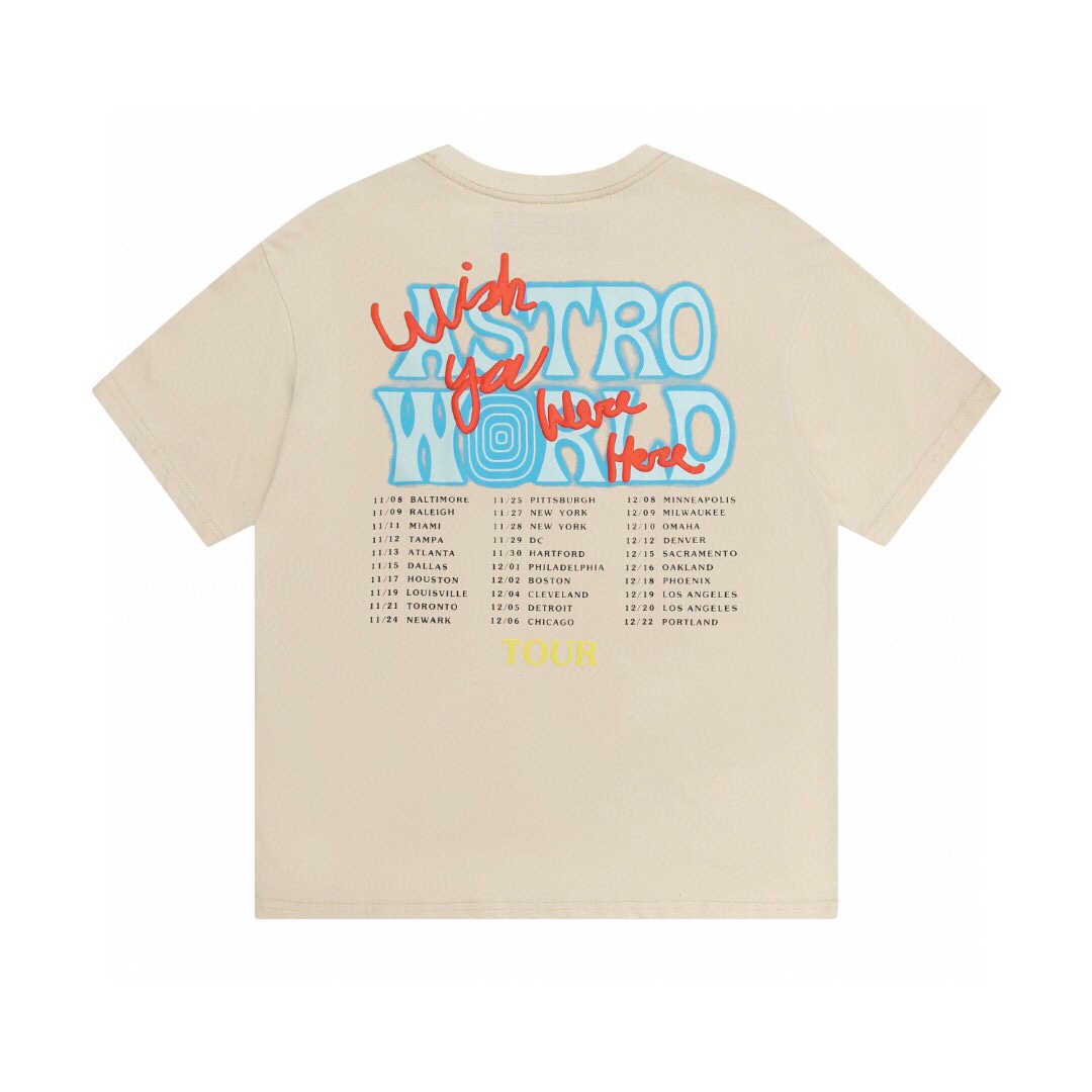 Travis Scott Letter lightning foam printing short sleeves