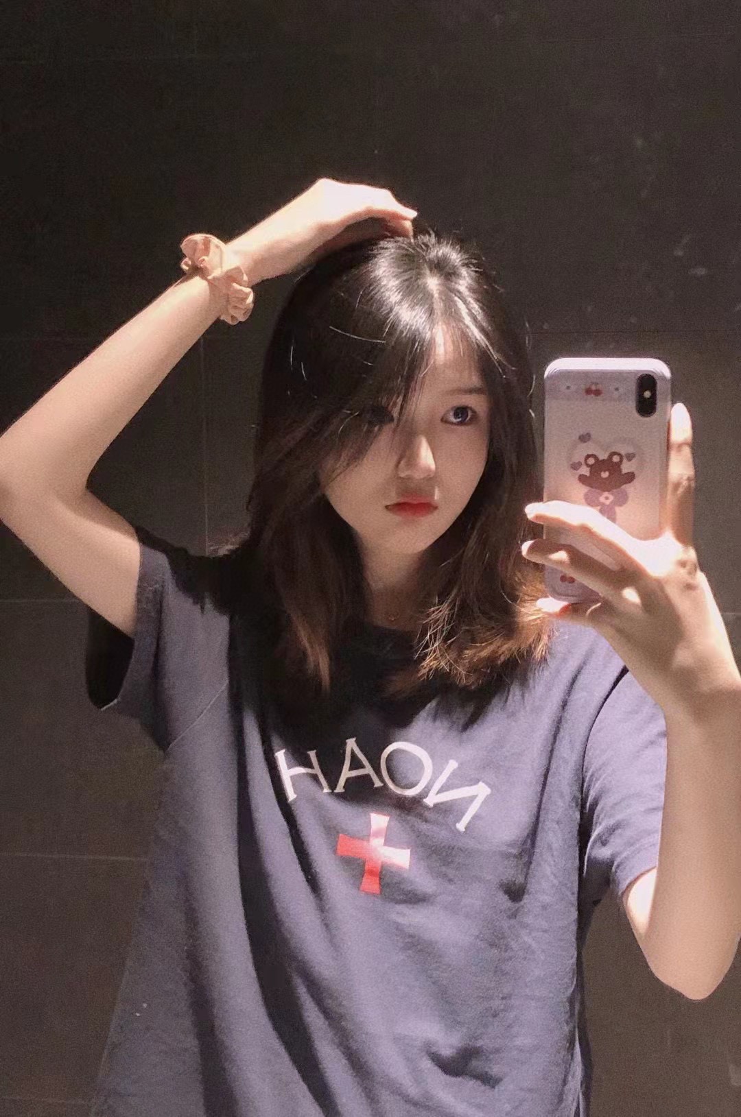 NOAH cross print letter short sleeve