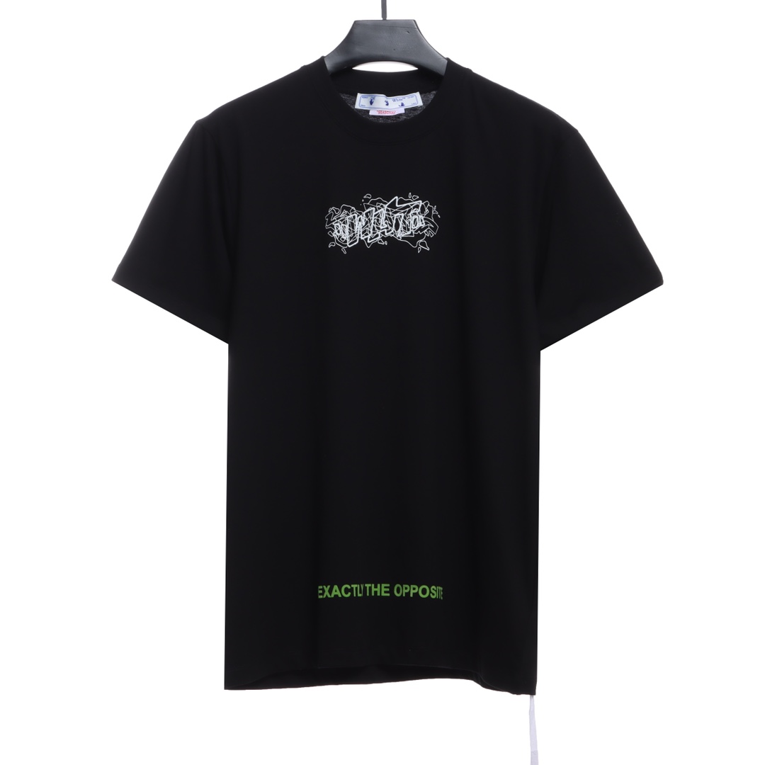 OW embroidery flocking print pattern short sleeve