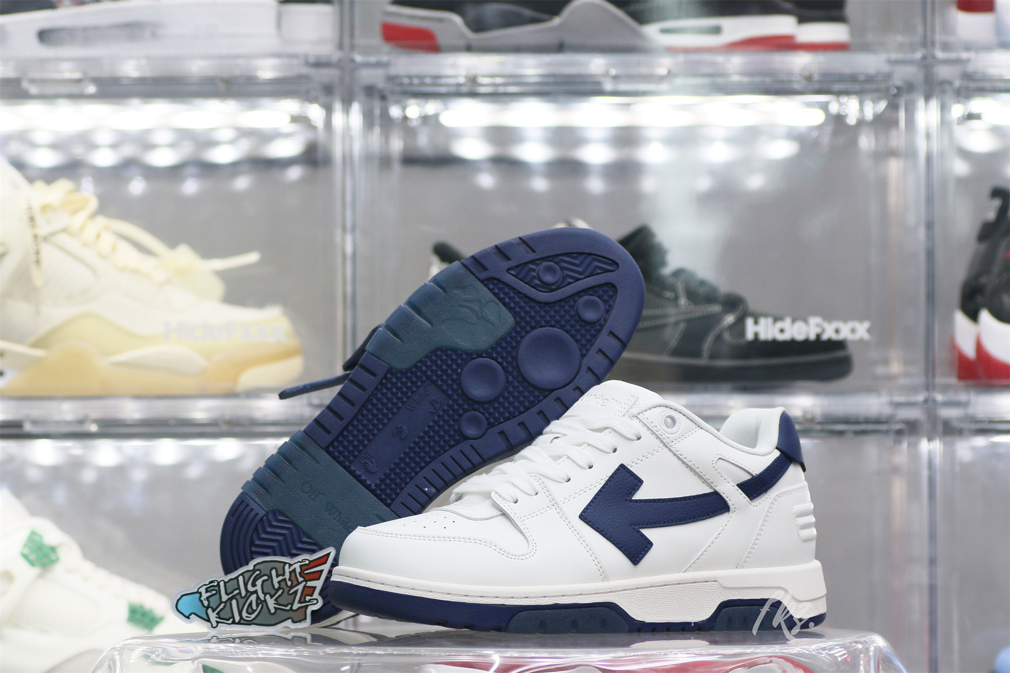 Off-White White Navy Blue Out Of Office Sneaker