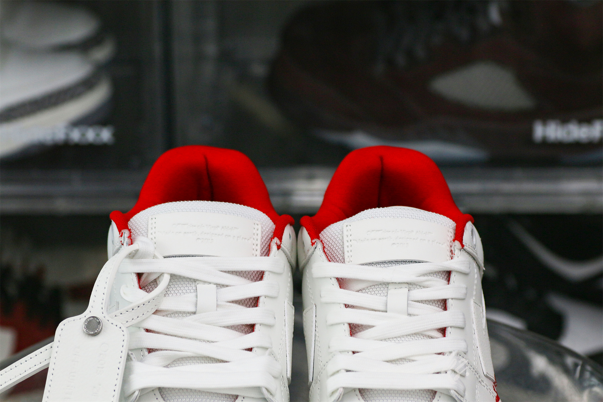 OFF-WHITE White & Red Out of Office ‘OOO’ sneakers