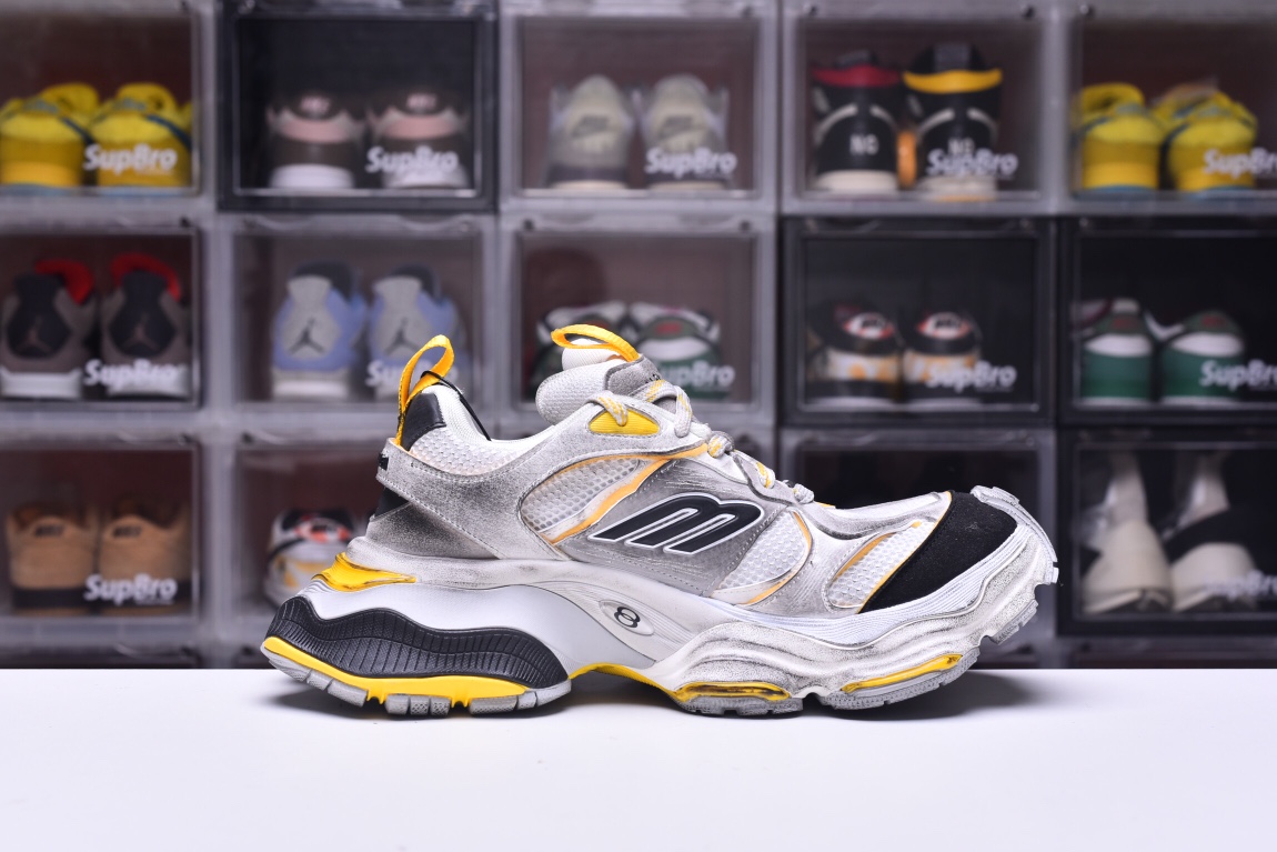 Balenciag* Cargo Sneaker Grey Black Yellow