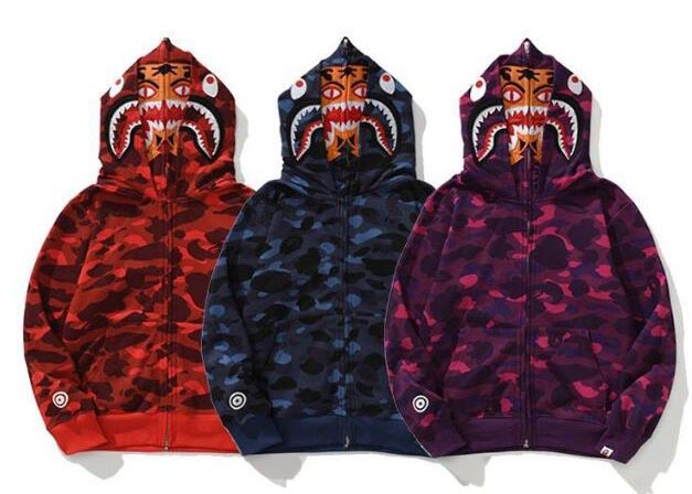 Bape Camo Tiger Shark Wide Full Zip Double Hoodie