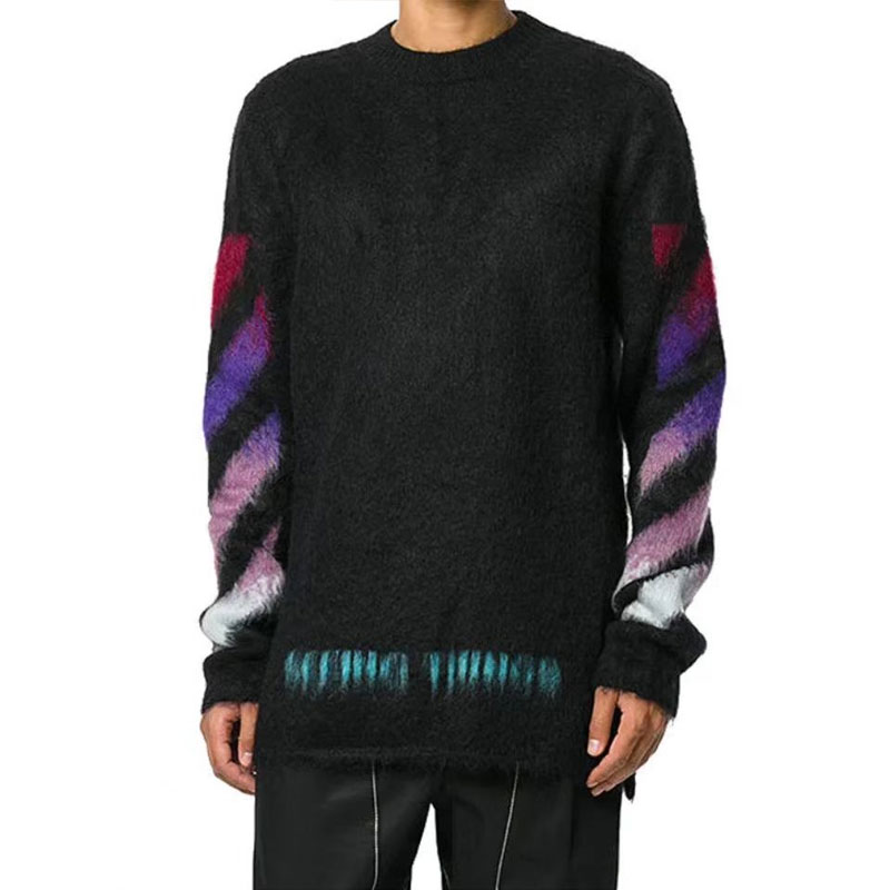 Off White black and red color-block long-sleeve sweater