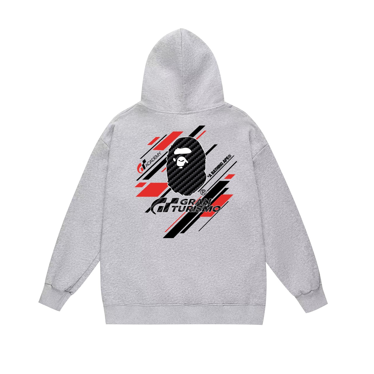 BAPE × Gran Turismo collaboration diagonal-striped Ape Head logo hoodie