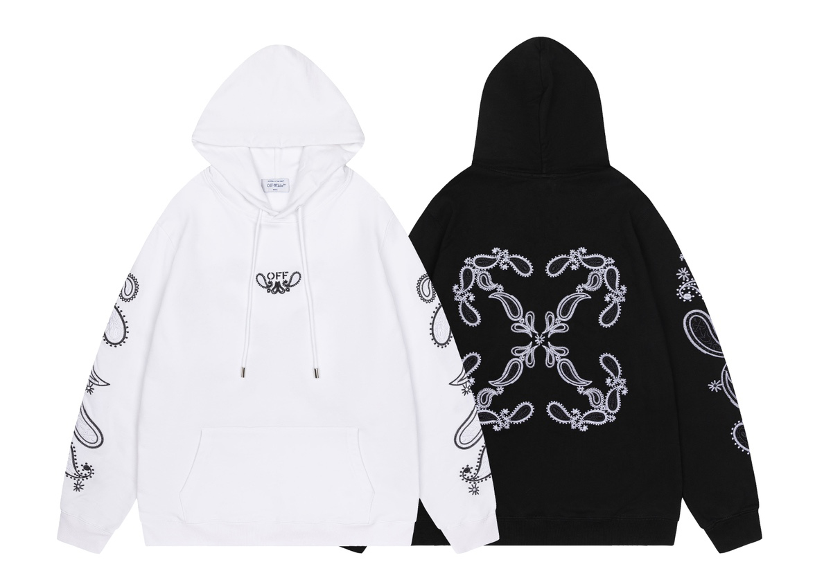 Off-White 24SS new embroidered paisley loose-fit hoodie