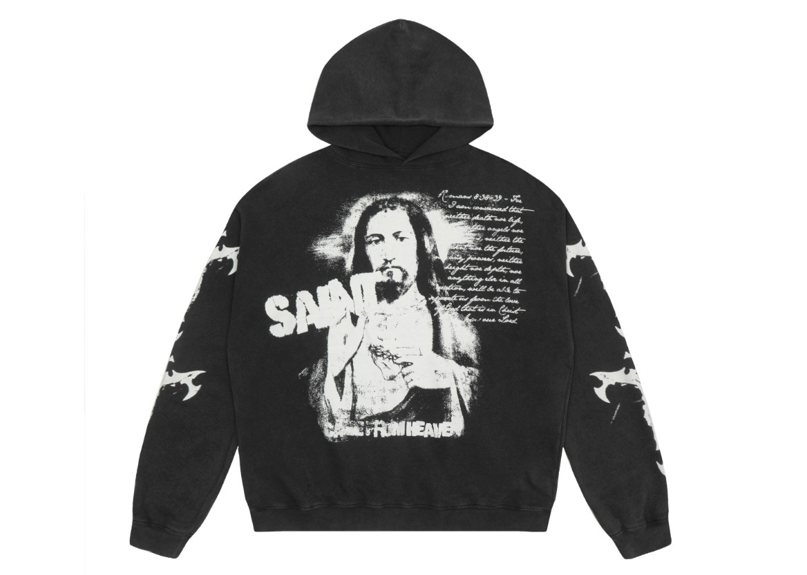 Saint Mich@el tears washed distressed salt-treated 400g heavy-weight vintage terry cloth hoodie
