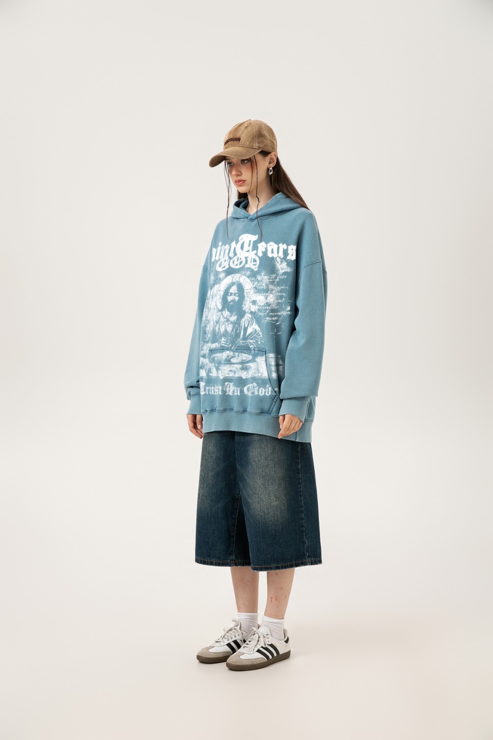 Saint Mich@el tears washed distressed salt-treated 400g heavy-weight vintage terry hoodie