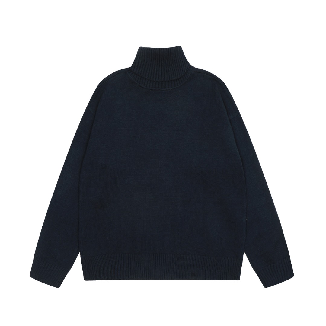 Am1 2024SS classic black jacquard big heart turtleneck sweater