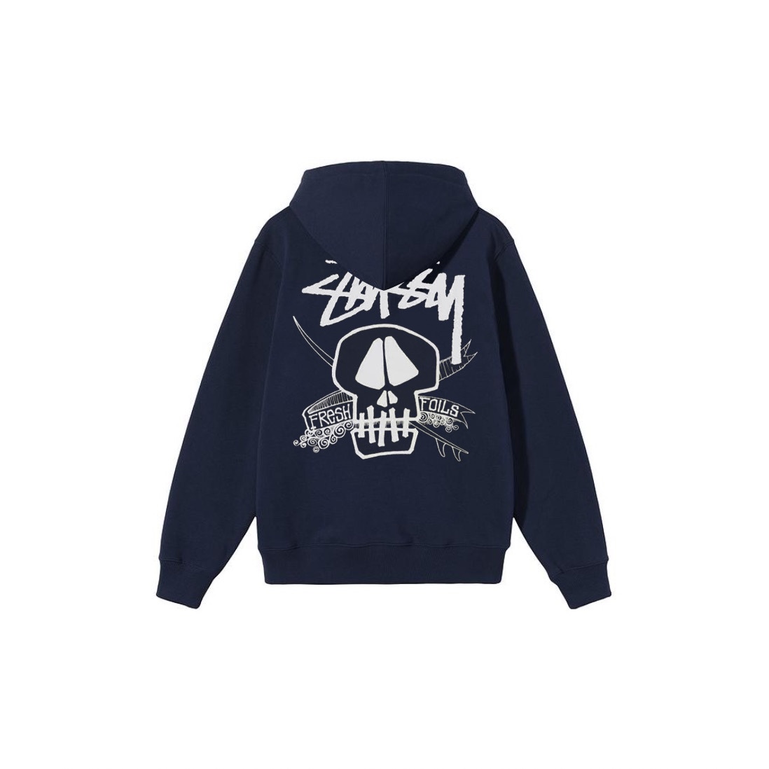Stu$$y SS24 Casual Lettering Round Neck Skull Graphic Printed Crewneck Hoodie