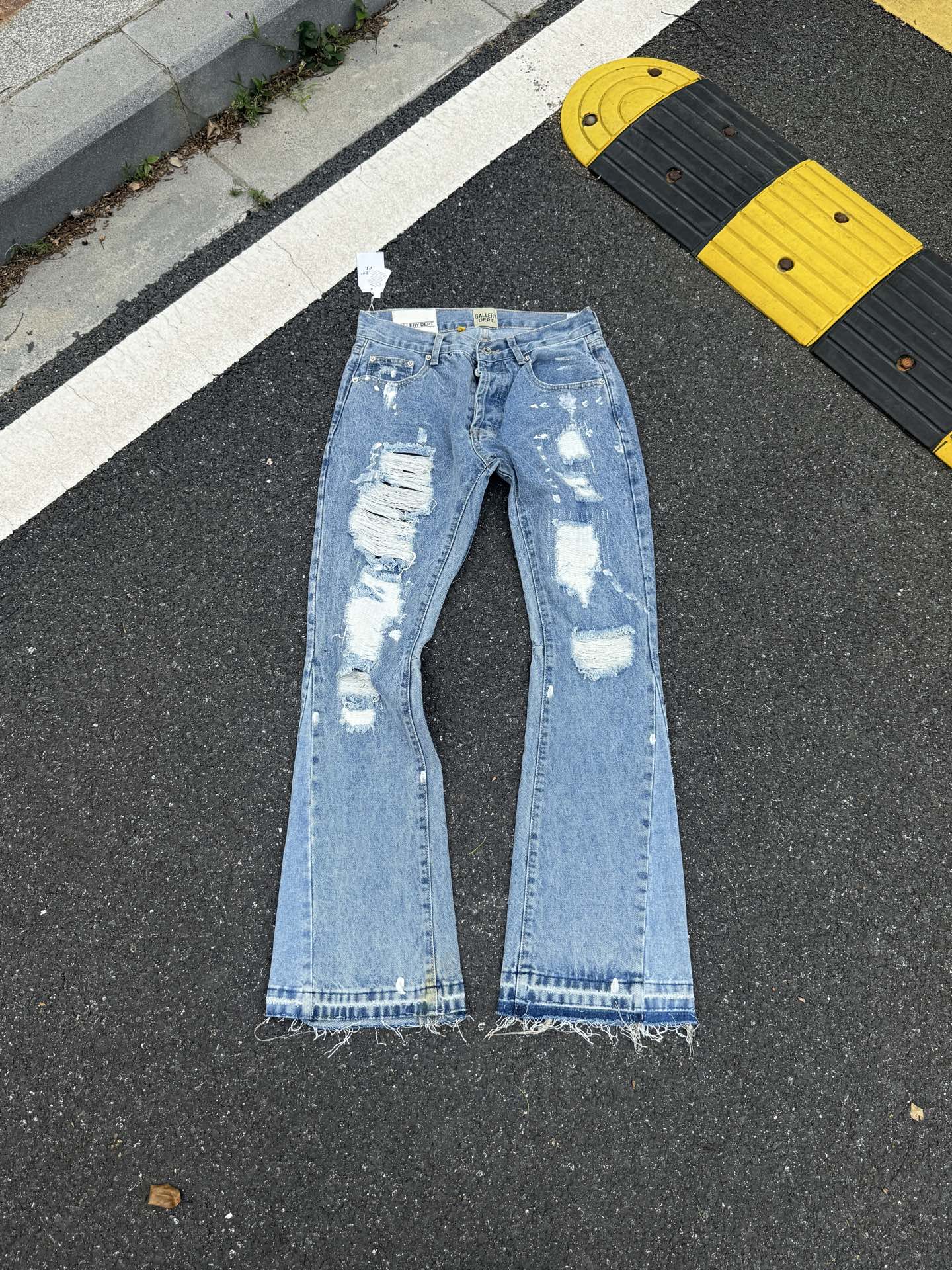 GALLERY.DEPT Distressed Patchwork Flared Jeans